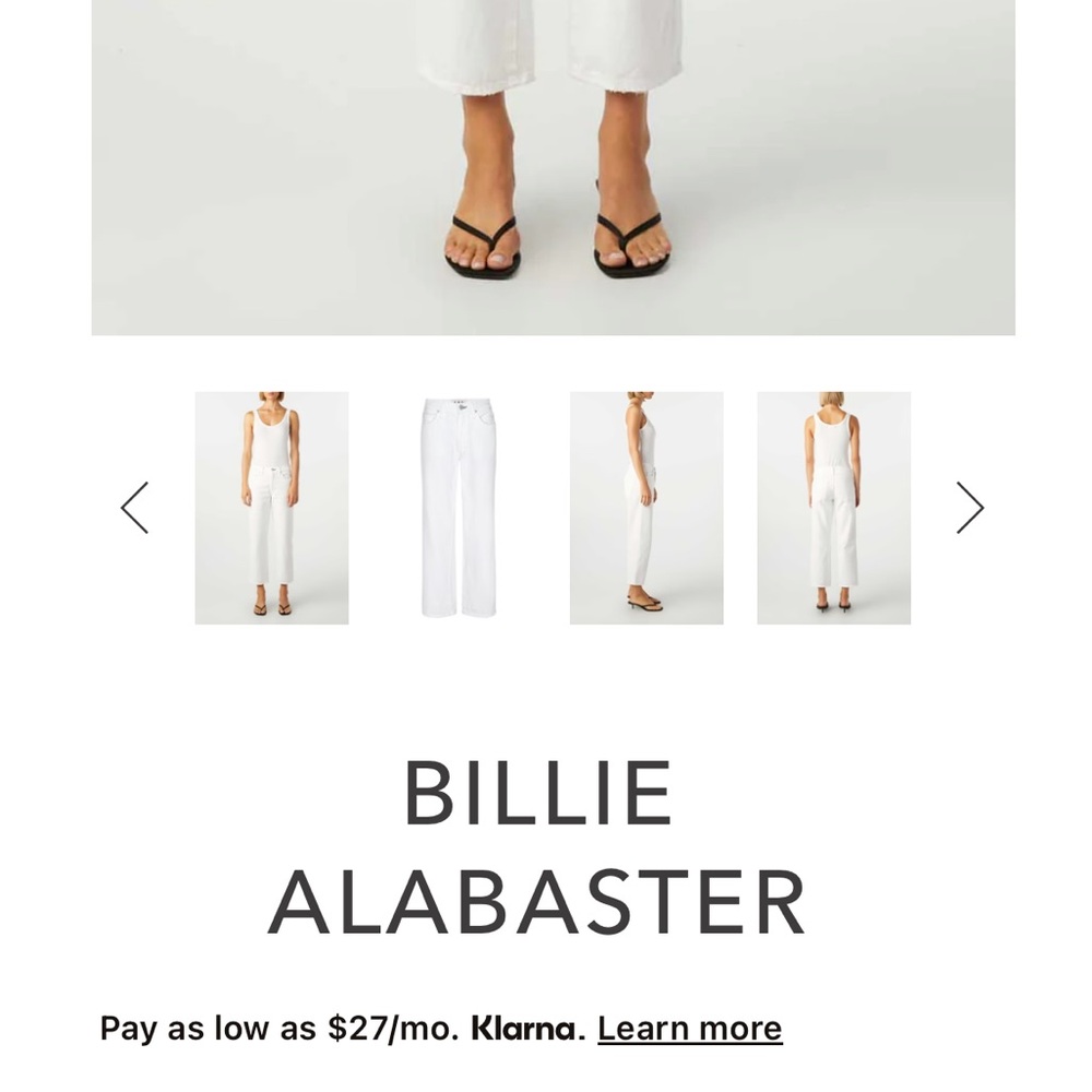 NWT AMO Billie Alabaster Loose fit, ankle cropped.